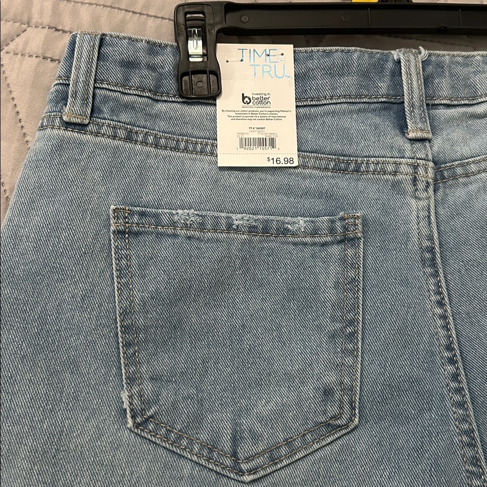 💕5/$15 Time and Tru high waist Distressed Light Blue Denim Women's Shorts NEW - Picture 8 of 8